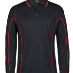 PODIUM L/S PIPING POLO BLACK/RED-XL