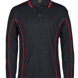 PODIUM L/S PIPING POLO BLACK/RED-4XL