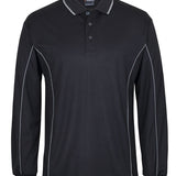 PODIUM L/S PIPING POLO BLACK/GREY-XS