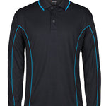 PODIUM L/S PIPING POLO BLACK/AQUA-XL