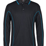 PODIUM L/S PIPING POLO BLACK/AQUA-2XS