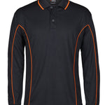 PODIUM L/S PIPING POLO BLACK/ORANGE-5XL 