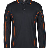 PODIUM L/S PIPING POLO BLACK/ORANGE-2XS