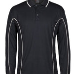 PODIUM L/S PIPING POLO BLACK/WHITE-2XL