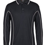 PODIUM L/S PIPING POLO BLACK/WHITE-2XS