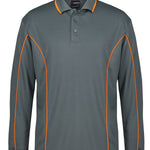 PODIUM L/S PIPING POLO GREY/ORANGE-XS