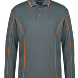 PODIUM L/S PIPING POLO GREY/ORANGE-XS