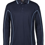 PODIUM L/S PIPING POLO NAVY/LT BLUE-XL