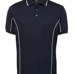PODIUM S/S PIPING POLO NAVY/WHITE-M