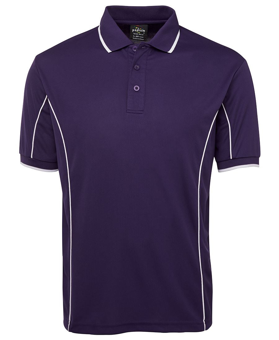 PODIUM S/S PIPING POLO PURPLE/WHITE-L