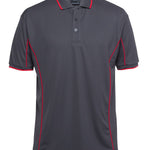 PODIUM S/S PIPING POLO CHARCOAL/RED-3XL