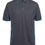 PODIUM S/S PIPING POLO CHARCOAL/AQUA-S