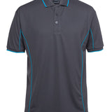 PODIUM S/S PIPING POLO CHARCOAL/AQUA-M