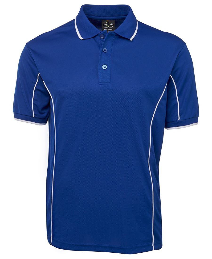 PODIUM S/S PIPING POLO ROYAL/WHITE-M
