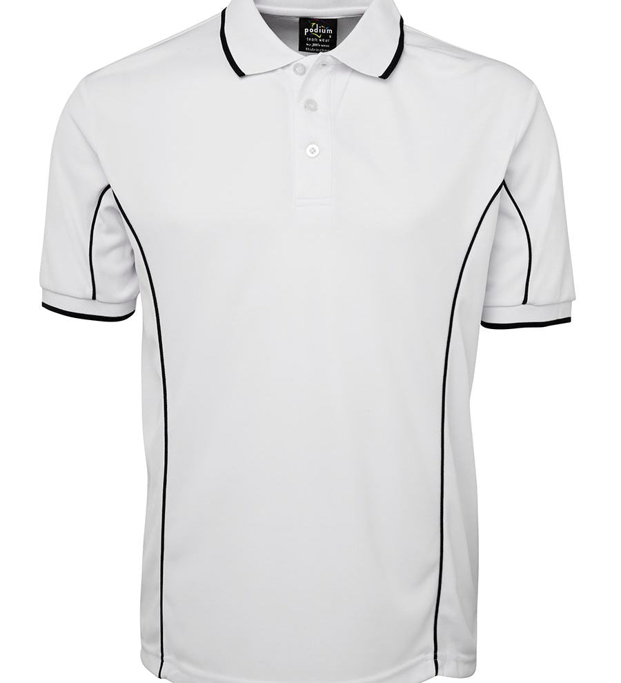 PODIUM S/S PIPING POLO WHITE/NAVY-5XL