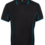 PODIUM S/S PIPING POLO BLACK/AQUA-2XL