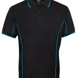 PODIUM S/S PIPING POLO BLACK/AQUA-S