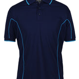 PODIUM S/S PIPING POLO JNR NAVY/AQUA-XL
