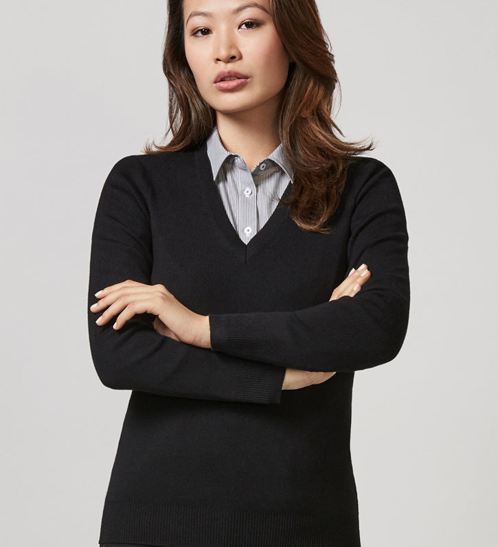 Womens V-Neck Knit Pullover