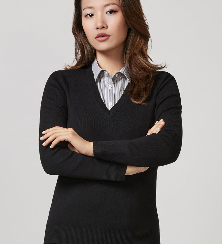 Fashion Biz LP3506 Womens V-Neck Knit Pullover