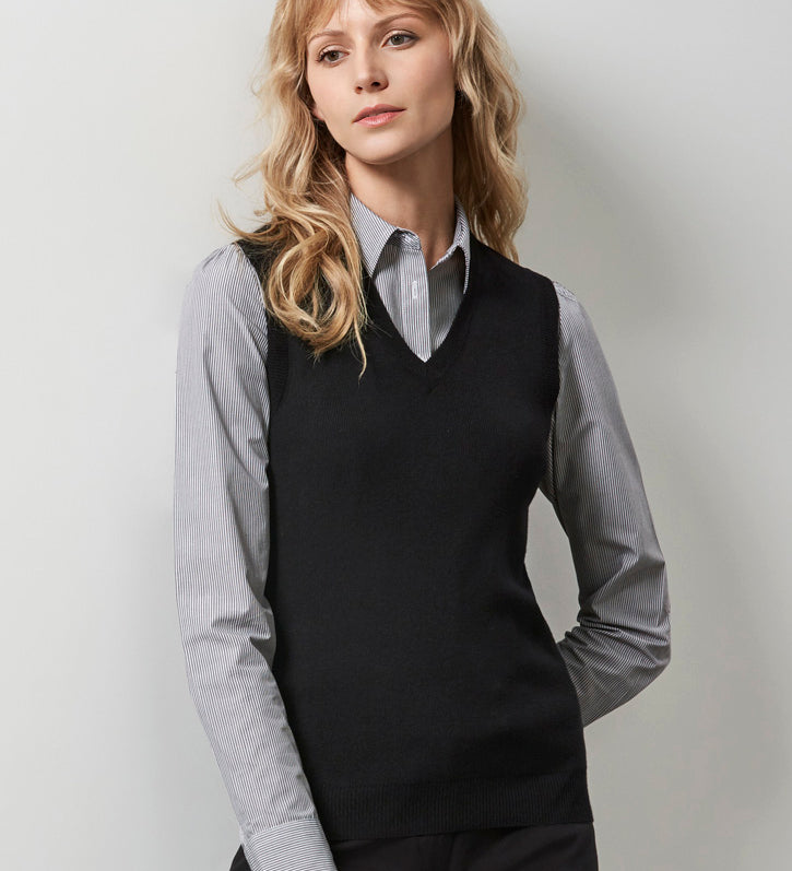 Fashion Biz LV3504 Womens V-Neck Knit Vest