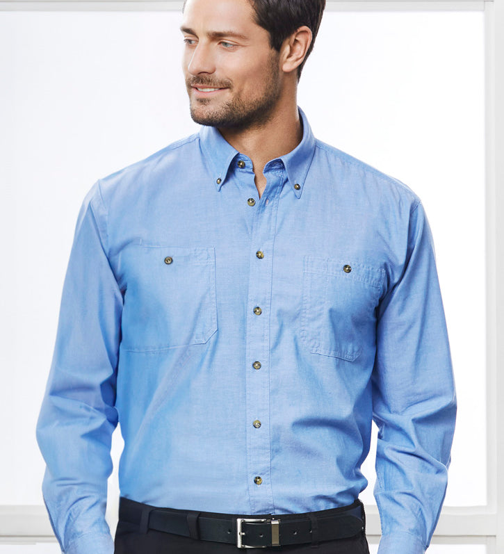 Fashion Biz SH112 Mens Chambray Long Sleeve Shirt