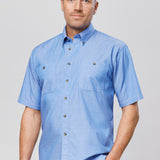 Fashion Biz SH113 Mens Chambray Short Sleeve Shirt