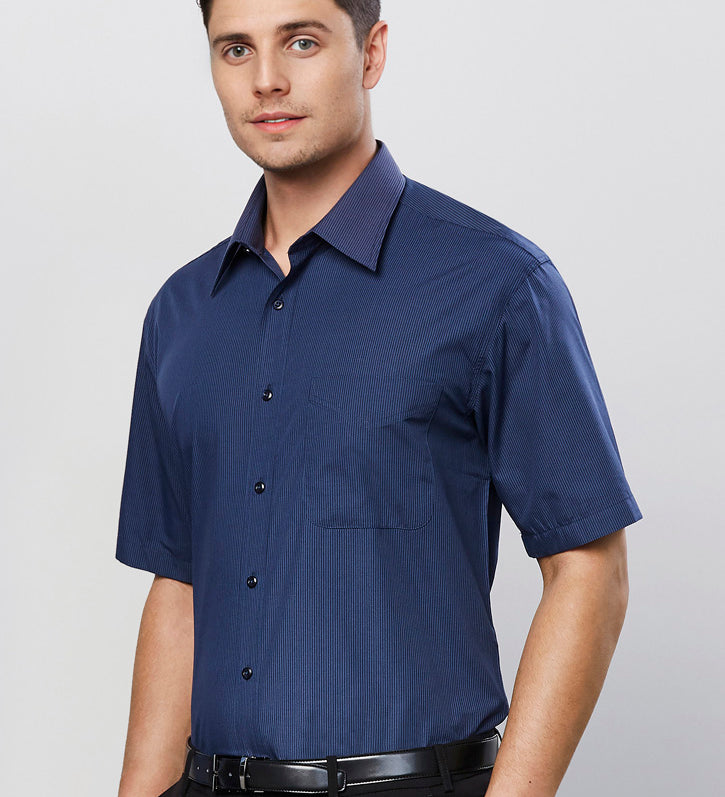 Fashion Biz SH817 Mens Micro Check Short Sleeve Shirt